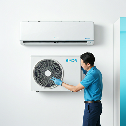 Professional HVAC technician inspecting an air conditioning unit